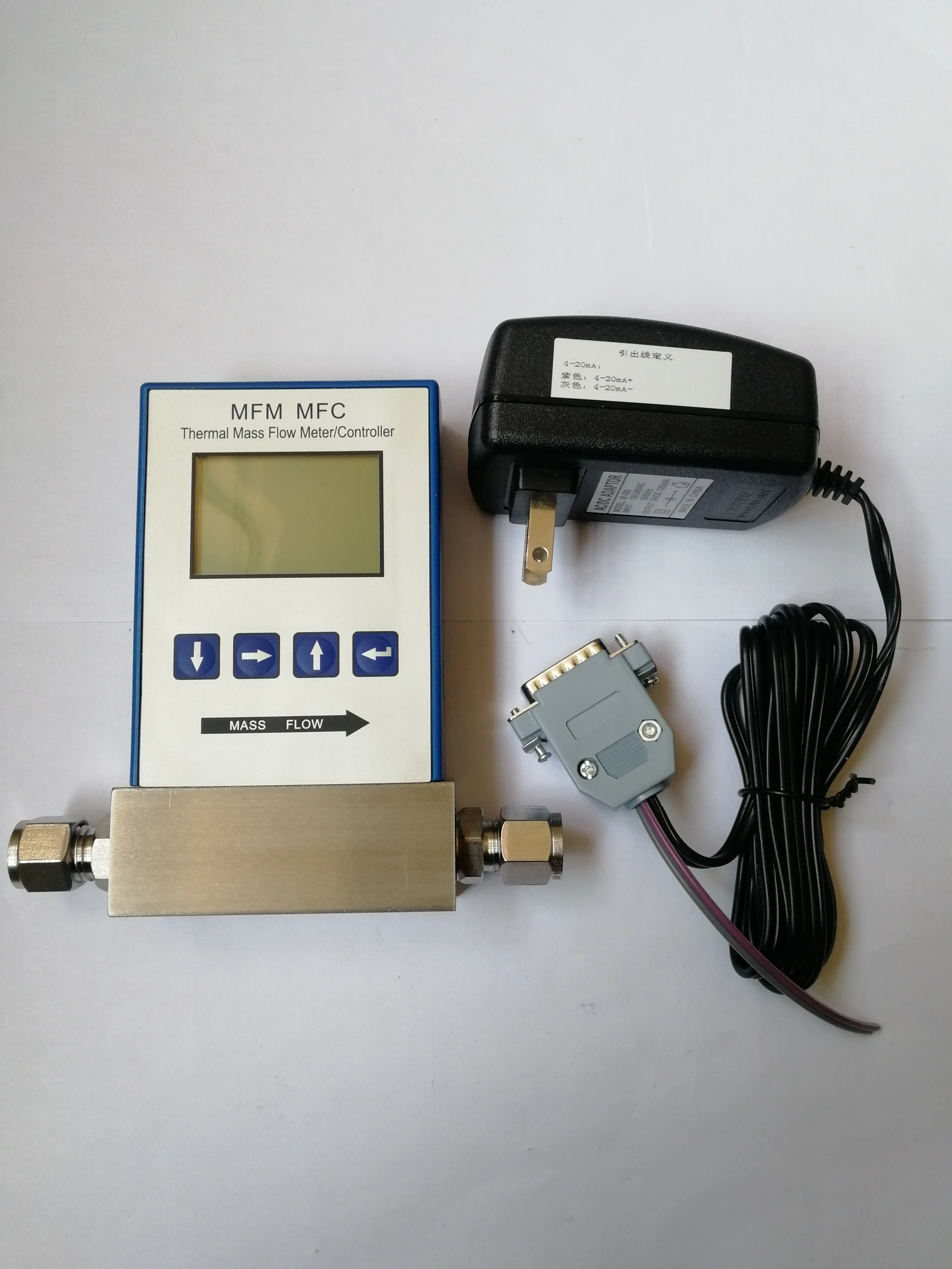 Compress air oxygen argon nitrogen micro gas flow Thermal mass meter 1-15L/min 24VDC power supply LCD display 4-20mA | Инструменты