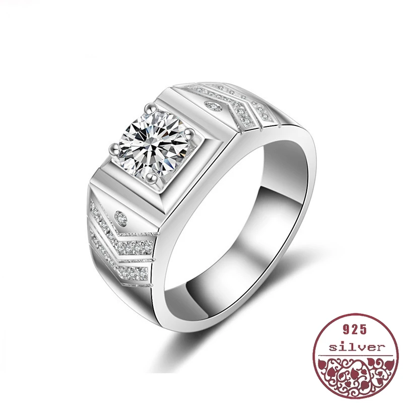 

Platinum-plated Men's Bossy Ring with Simulated Diamond Lovers'Marriage Charm