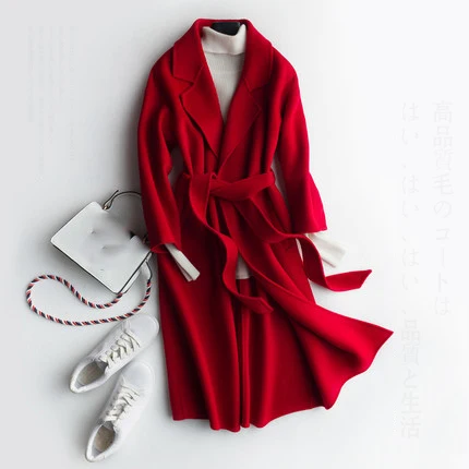 

Casaca invierno mujer новинка осень зима 100% Шерсть Женская длинная куртка с поясом Женская Верхняя одежда Топы пальто LX21