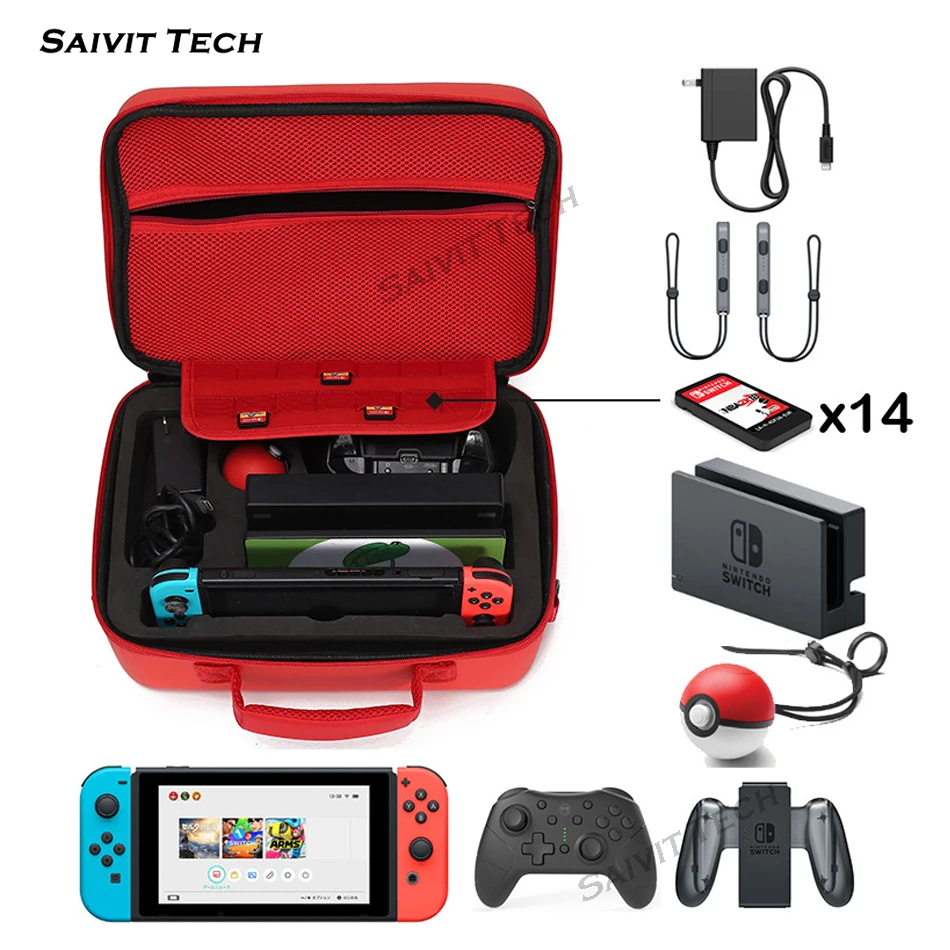 Большая сумка для хранения nintendo switch, аксессуары для переключателей, твердый Дорожный Чехол и закаленная пленка для игры nintendo Switch