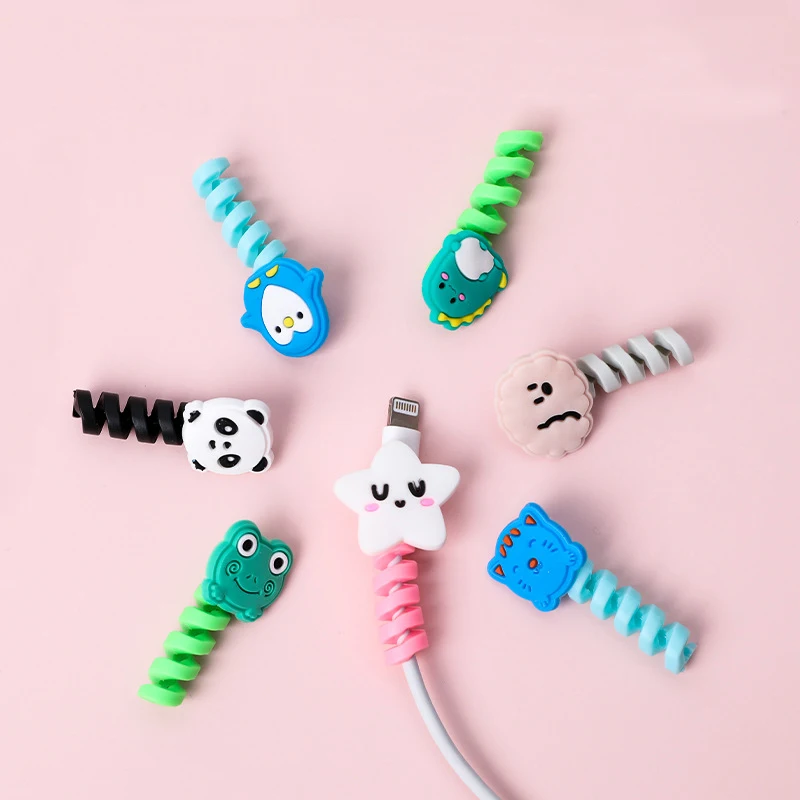 

1Pc Cartoon Spiral USB Protector Charging Cable Saver Silicone Bobbin Winder for Cell Phone
