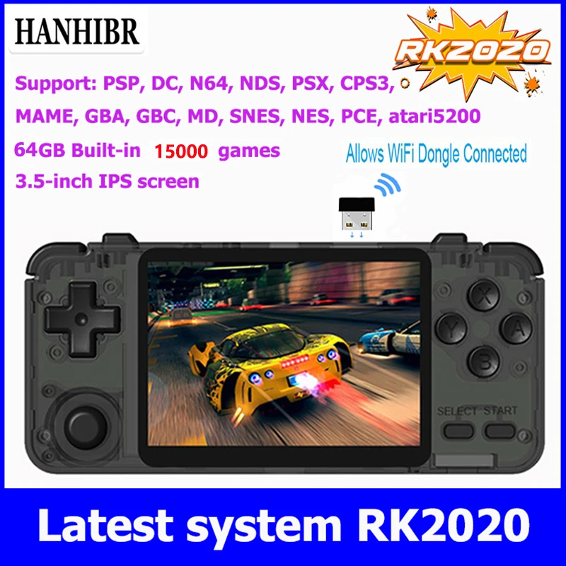 Ретро Консоль Hanhibr RK2020 3 5 дюймовый IPS экран портативная игровая консоль PS1 N64 games