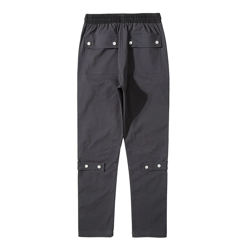 

Knee Lace Up Multi-pockets Drawstring Casual Overalls Mens High Street Oversize Straight Cargo Pants Hip Hop Baggy Trousers