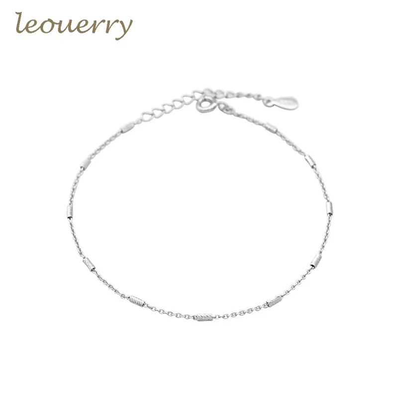 Leouerry, 925 пробы, серебряный, маленький, цилиндрический, тонкий браслет, минималистичный, нормкор, стильный браслет-цепочка для женщин, девушек, ювелирное изделие