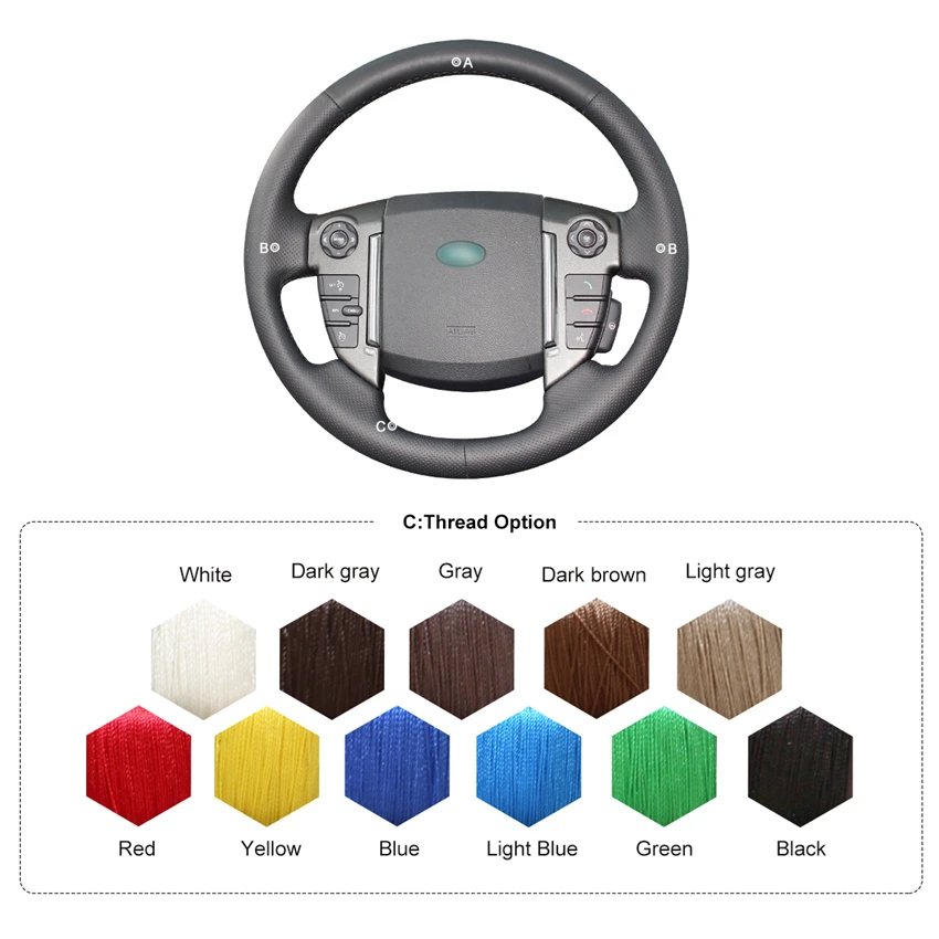 

MEWANT Black Artificial Leather Car Steering Wheel Cover for Land Rover Freelander 2 2013 2014 2015