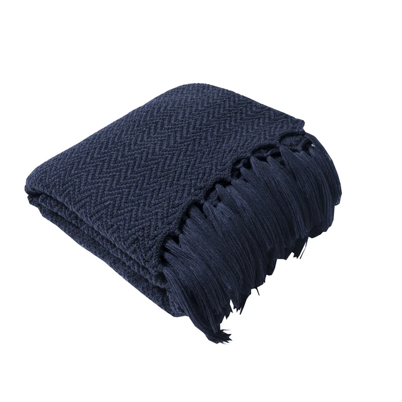 

Knitted Cotton Blanket with Tassles Soft Warmth Bed Blanket Soft Throw Blanket fit Couch Sofa Suitable for All Season