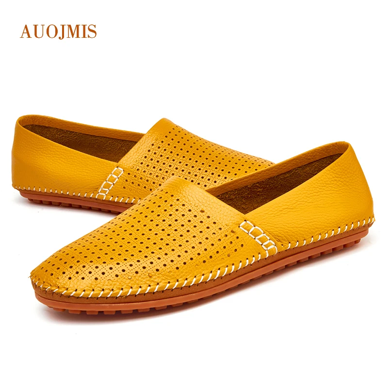 Новинка 2019 мужские летние кожаные туфли больших размеров 38-48 ярдов повседневные