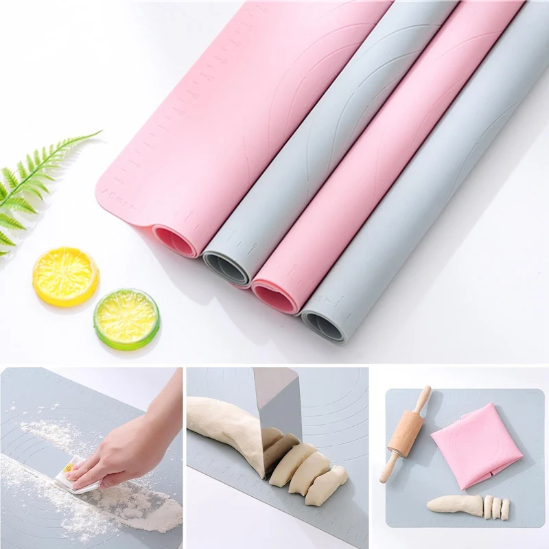 

Baking Utensils Multi-purpose Rolling Mat Pure Color Silicone Kneading Mat Kitchen Non-slip Non-stick Large Scale Kneading Mat