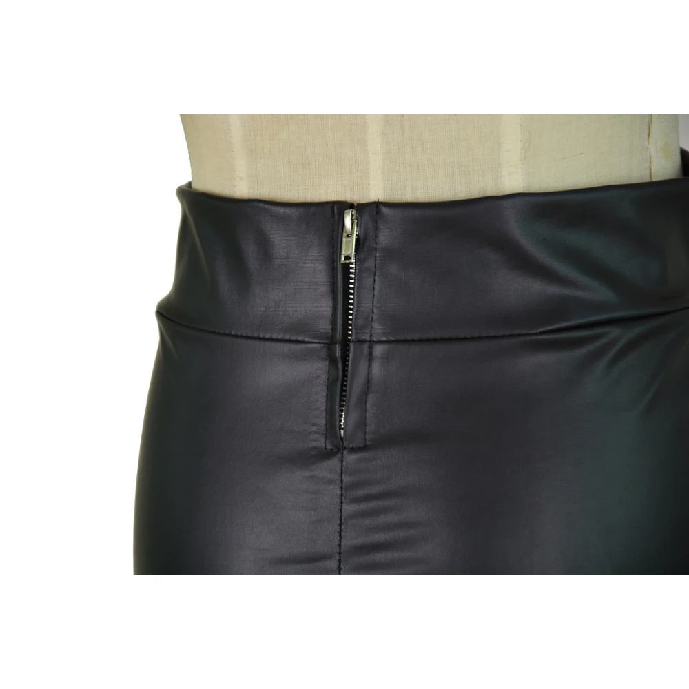 

SISHION Sexy women black pencil mini skirt SP1150 female plus size S-3XL female imitation leather short skirt