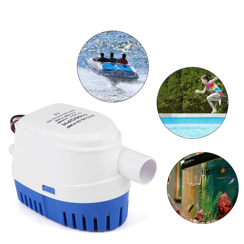 

1100GPH Automatic boat bilge pump 12V Electric Marine Pump Boat Water Exhaust Pump Submersible Bilge Sump With Float Switch