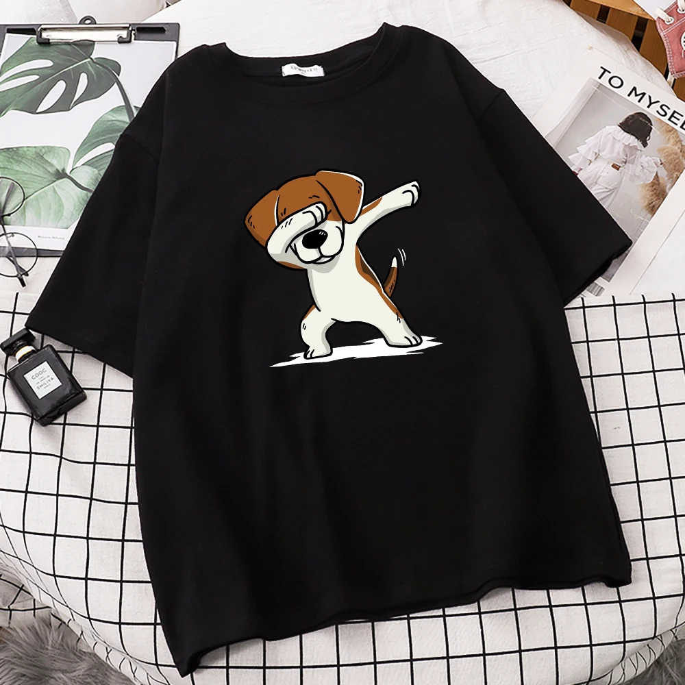 

Футболка мужская с принтом собаки в стиле хип-хоп, крутая Удобная тенниска с креативным рисунком, приталенная Майка оверсайз