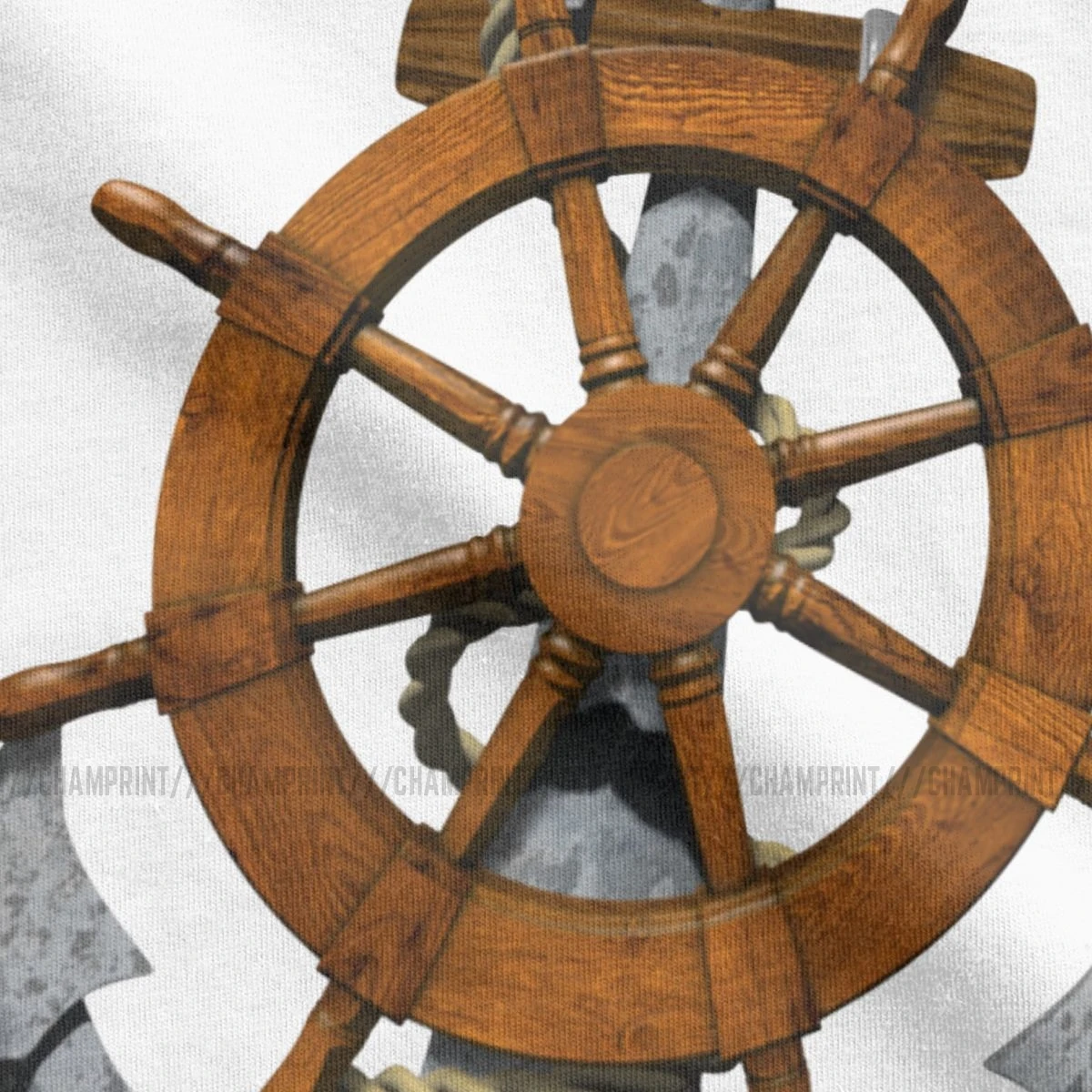 Футболка мужская хлопок короткий рукав морской корабль колесо и якорь парусный