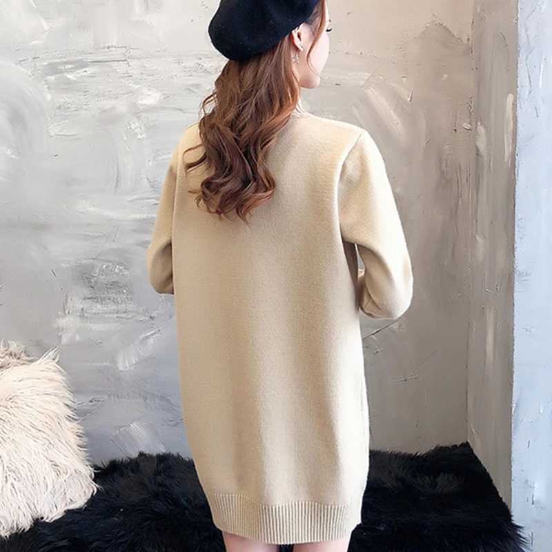 Корейское модное женское платье-свитер женские вязаные платья элегантные