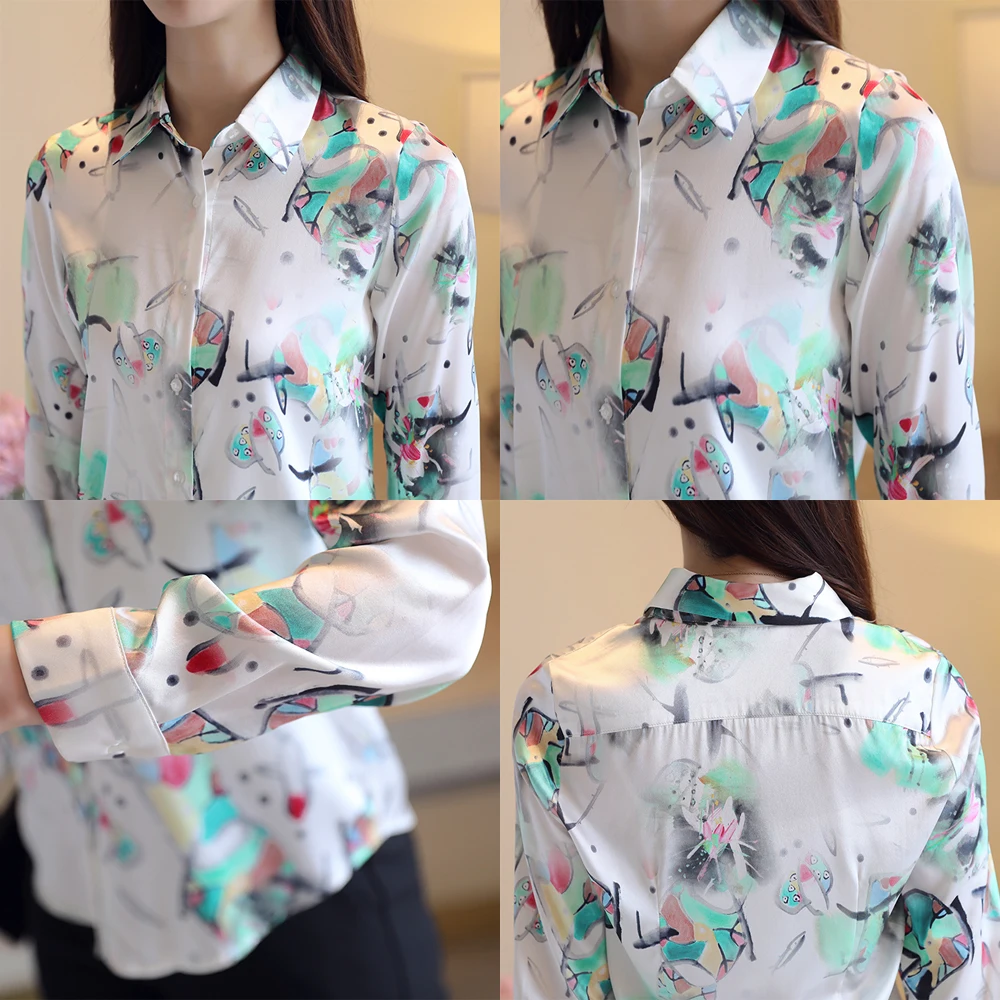 Women Blouses Chinese Painting Print Shirt Top Plus Size XXL Elegant Feminine Blouse Tops New Summer Office Wear Ladies Shirts | Женская