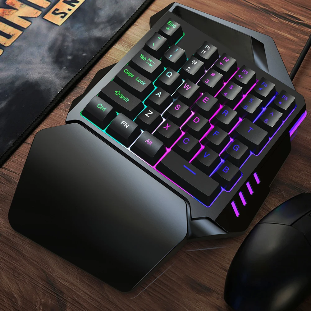 35 клавиш для левой игры проводная USB ABS светодиодная подсветка нескользящая