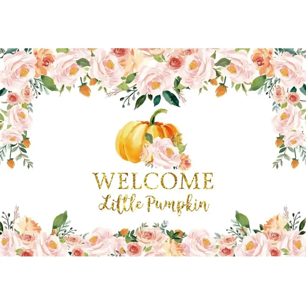 

Yeele Baby Shower Pumpkin Birthday Party Flower Wreath Photography Backdrop Photographic Decoration Backgrounds For Photo Studio
