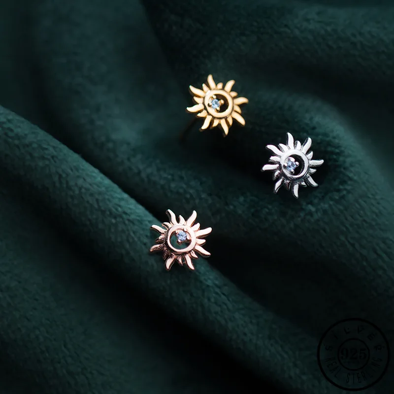 925 стерлингового серебра нежный солнца с мелким синим кубический циркон камень