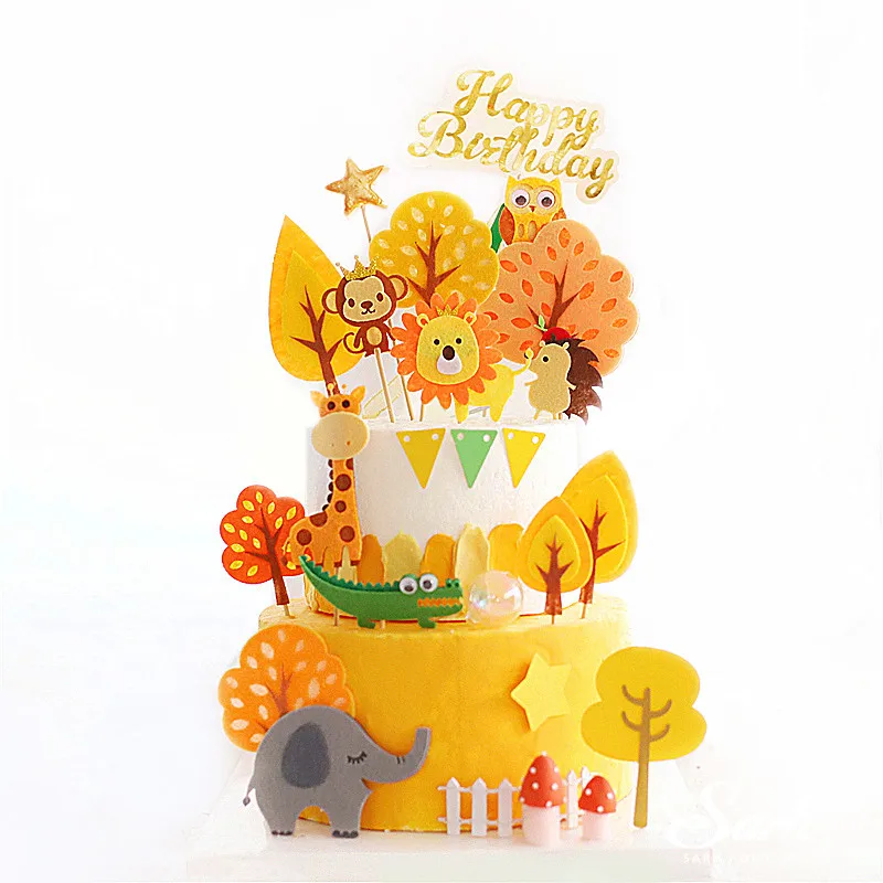 Войлочный Ежик Льва жирафа совы Топпер для украшения торта на день рождения