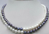 natural genuine 7 8mm black white pearl necklace 17 18 inches