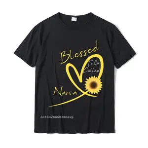 Blessed To Be Called Nana Sunflower Heart Short Sleeve T-Shirt Tshirts For Men Customized Tops Tees Cute Printed Cotton