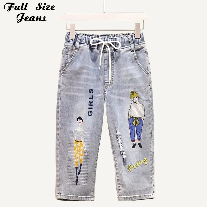 Джинсы капри размера плюс с эластичной резинкой на талии и вышитыми буквами мама