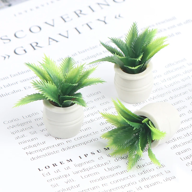 

1 Pcs 1:12 Dollhouse Miniature Green Plant In Pot Model Home Decor Accessories Toys Environment Friendly