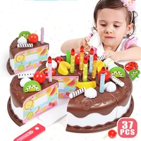 37pcs diy chocolates cake pretend play kitchen toys fruit birthday cake cutting toys kitchen food toys for girls