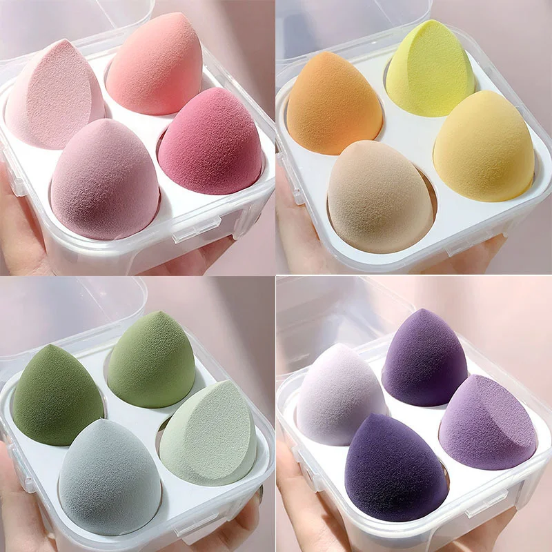 

Sponge 3D Beauty Egg with Box For Make Up Makeup Sponge Set Makeup Puff Beauty Makeup Egg Soft Polyester Make 4 Pcs