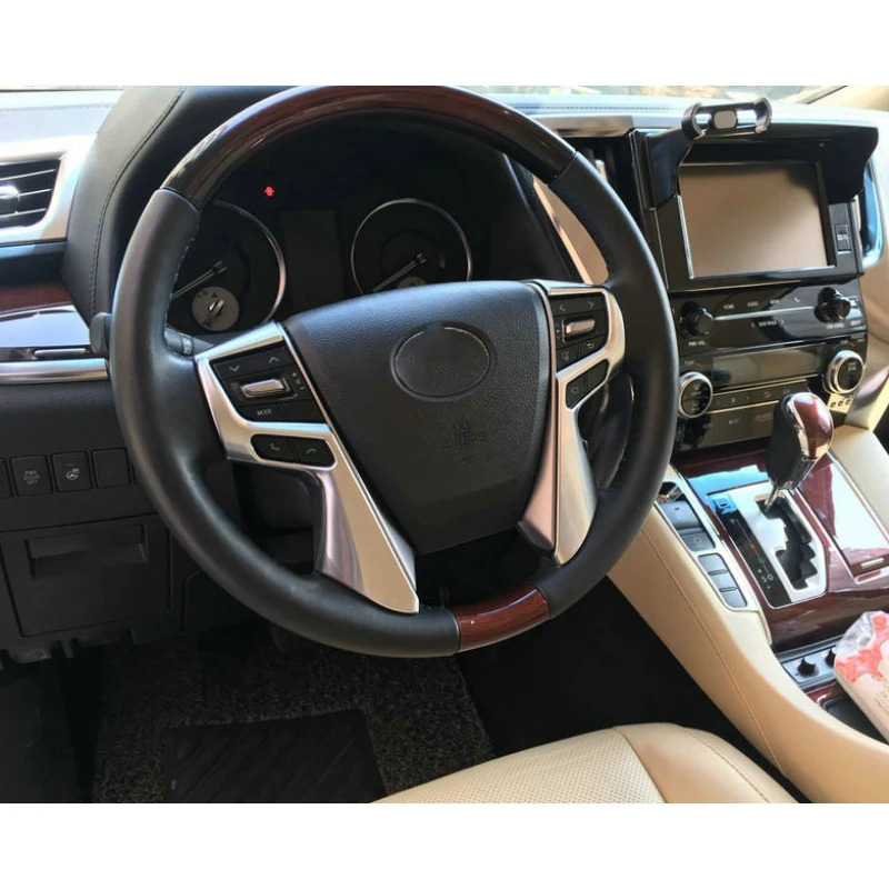 

ABS Plastic For Toyota Alphard 2016 2017 2018 car styling auto accessories Car Steering wheel Button frame Cover Trim