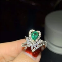 uaranteed authentic natural emerald ring s925 sterling silver ladies sweet romantic style