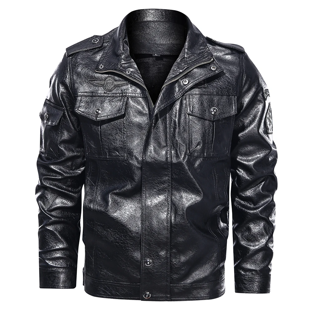 

Men's Classical Motocycle Jacket 2021 Winter Fleece Thick Men Leather Jacket Motor Autumn Zipper Jacket Male Biker Coat Size 5XL