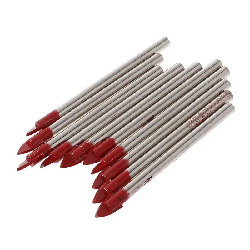 

10Pcs Glass Tile Ceramic Drill Set 3/16 "Shank Carbide Tip-tip Throw Hole Drills