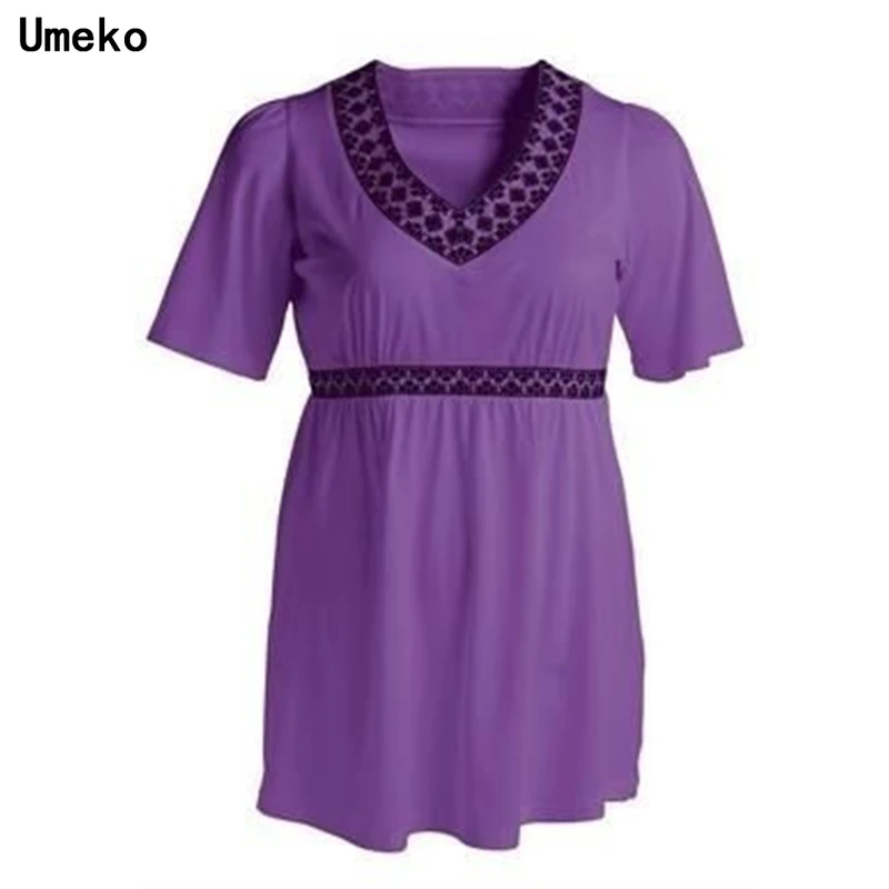 

2020 New Fashion Women's Embroidery Short Sleeve V-neck Patchwork Casual T-shirt Loose Summer Tee Tops Vintage Tops Plus Size