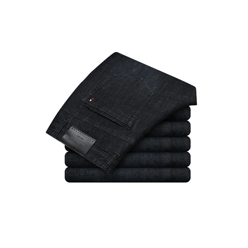 Jeans Men Straight Stretch Pants High Quality Business Long Trousers Casual Stonewashed For Black Oversize 29 30-40 42 | Мужская одежда