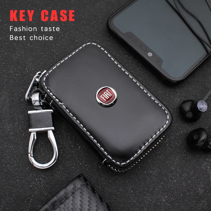 

Genuine Leather Key Wallet Car Key Bag Multi Function Fashion Key Case For Fiat Viaggio Abarth Punto 124 125 500 Panda Bravo