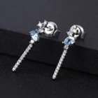 Женские серьги-подвески GEM'S BALLET, серьги из стерлингового серебра 925 пробы с голубым топазом и кисточкой, ювелирные украшения