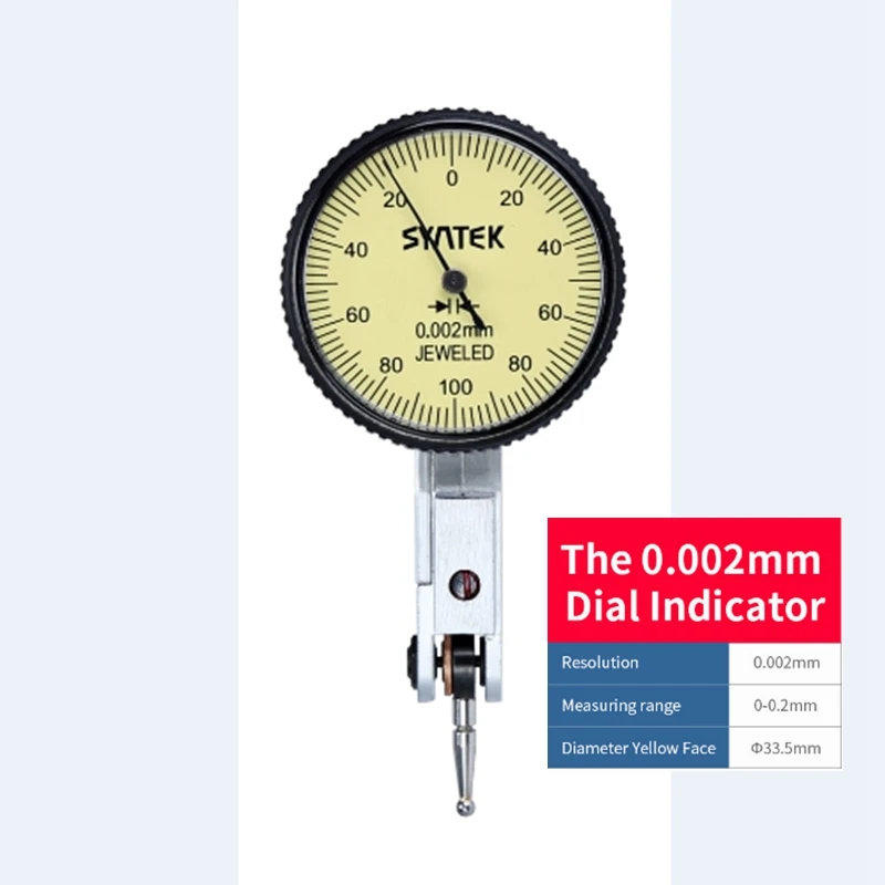 0.002mmx33.5 Мини рычаг индикатор 0,001 мм Точность аналоговый Дисплей ударопрочный индикатор цифирблатный циферблат микрометр тестовый инструмент зажим "ласточкин хвост" - Цвет: 0.002mmx33.5
