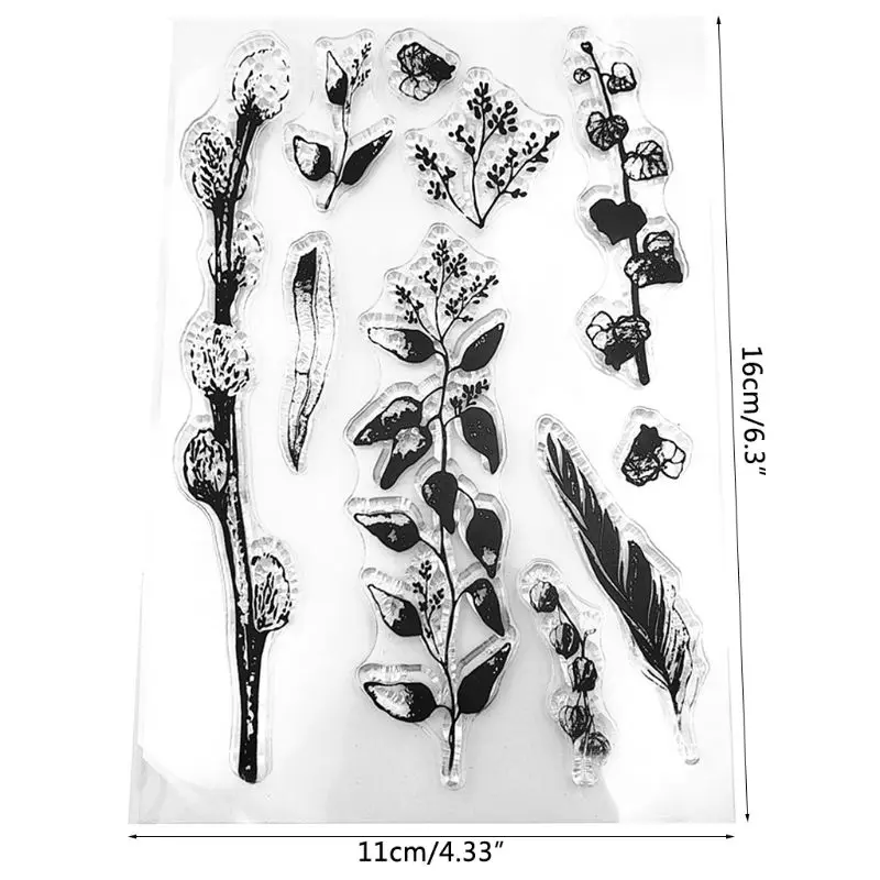 Виниловые листья силиконовый прозрачный Печатный штамп DIY Скрапбукинг рельефная