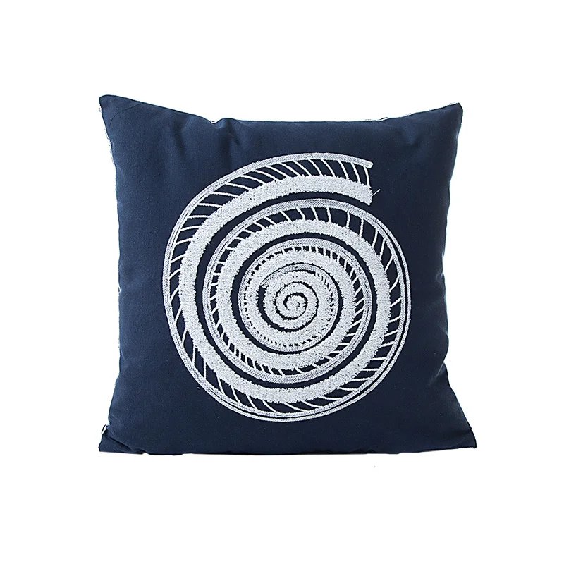 Чехлы на подушки с вышивкой темно-синего цвета для дома 45x45 см без внутренней