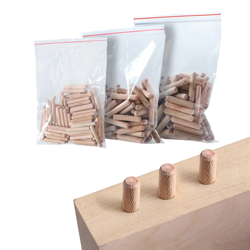 100 шт./компл. деревянный дюбель M6/8/10 круглая рифленая ремесло шпильки стержни