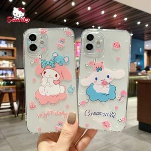 Sanrio Melody Transparent Cartoon Phone Case for iPhone13 13Pro 13Promax 12 12Pro Max 11 Pro X XS MAX XR 7 8 Plus Cover