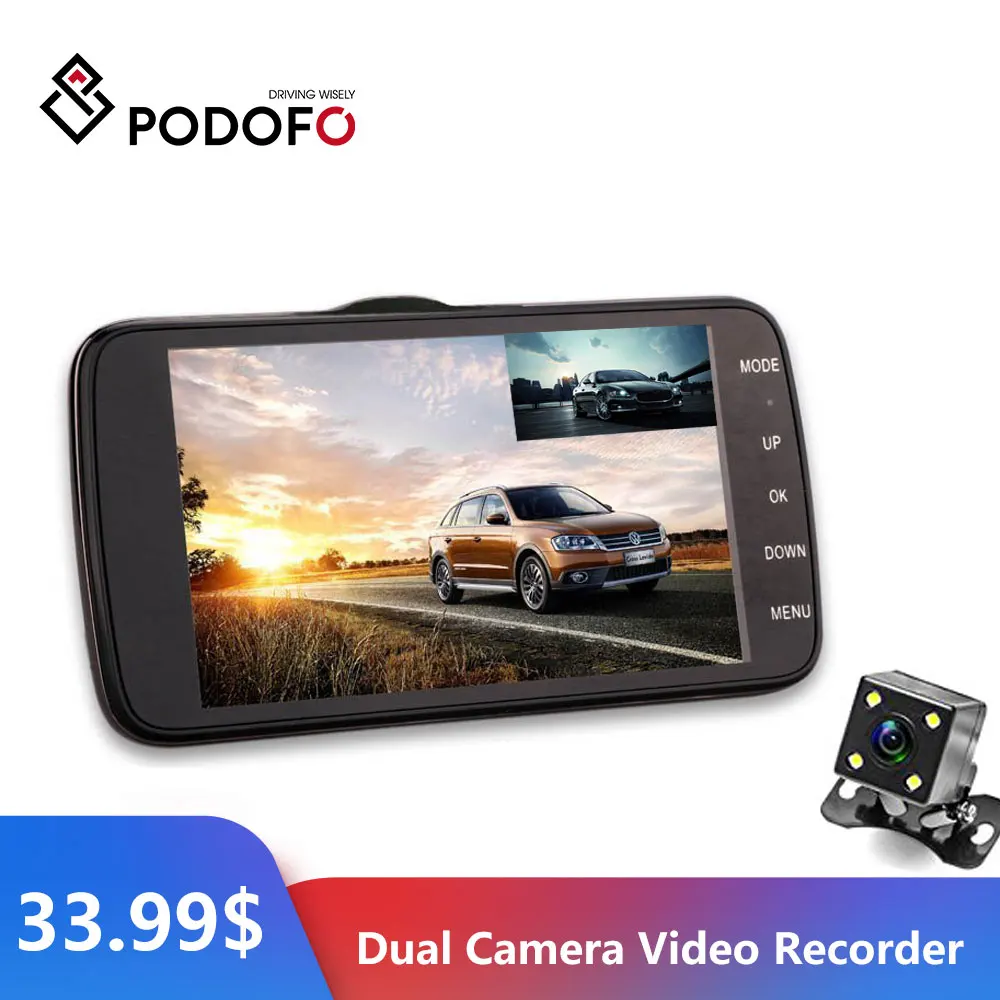 Автомобильный видеорегистратор Podofo камера заднего вида двойная циклическая