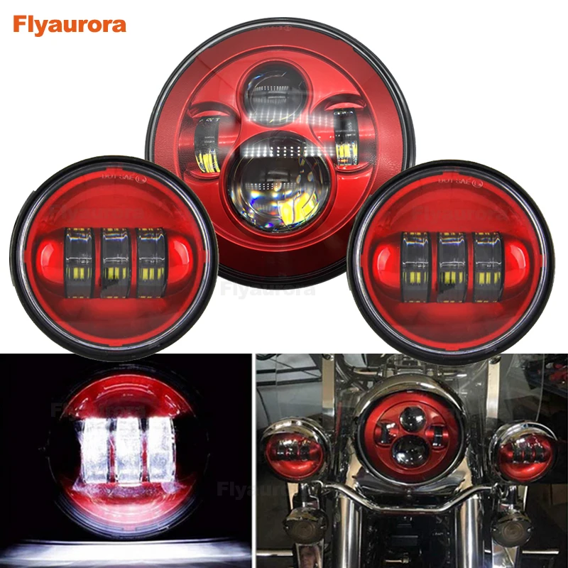 Фара для мотоцикла Road King 7 &quotLED H4 Проектор фары Замена + 4 5 дюймов противотуманная