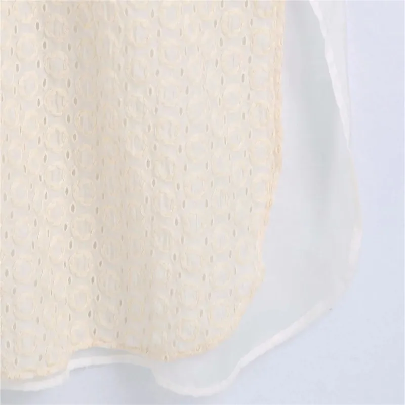 

PSEEWE Za Long Shirt Women Embroidery Cut Out Summer Blouse 2021 Chic Patchwork Semi Sheer Button Up Long Sleeve Woman Blouses