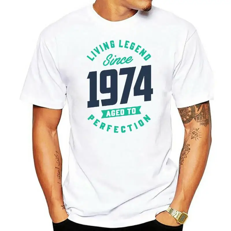 

Top quality Vintage 1974 aged to perfection T shirts Men 100% combed cotton T-shirt Retro Tops Tee father's birthday gift tshirt