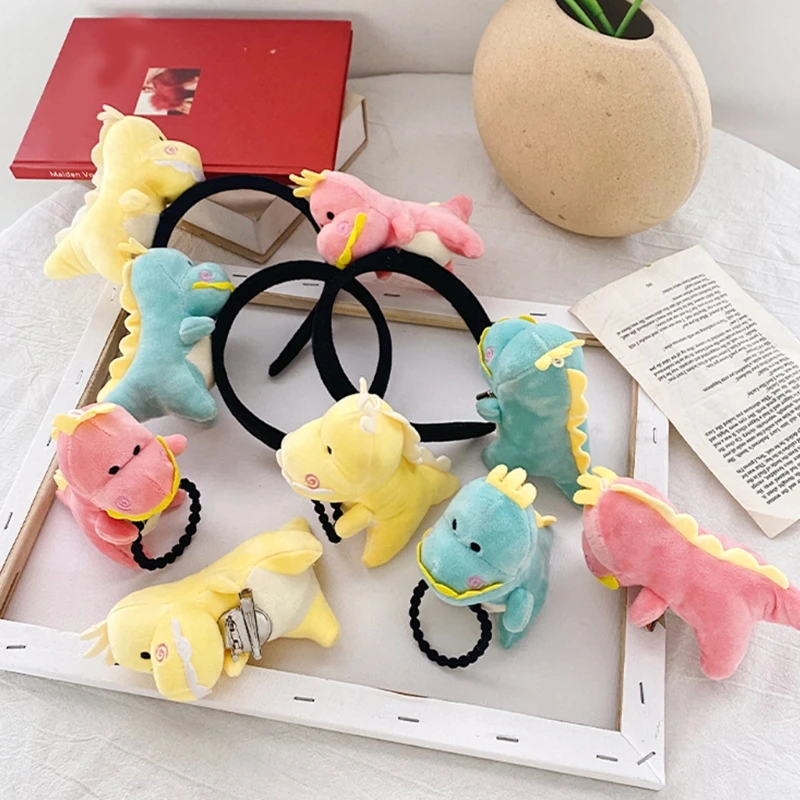 

Cute Plush Cartoon Brooch Little Dinosaur Headband Stereoscopic Animal Doll Cartoon Hair Tie Fashion Jewelry Gifts
