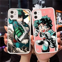 my hero academia phone case for iphone 12 11 mini pro xr xs max 7 8 plus x matte transparent white cover