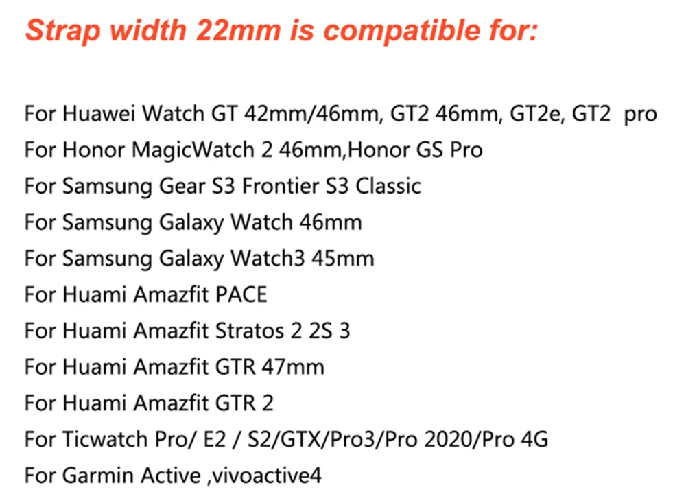 

20MM/22MM Silicone Strap For Samsung Galaxy Watch Active2 42MM 46MM Gear/S3/Watch 3 41MM 45MM Huawei Watch GT2/GT2e/Pro Bracelet