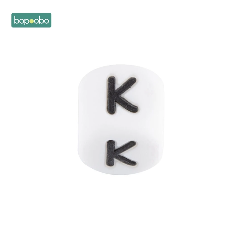 Letter K Bopobo 10 шт. силиконовые бусины с алфавитом, 12 мм, силиконовые бусины с буквами, Товары для детей, сделай сам, прорезывание зубов, Детские грызуны, подарок для новорожденного ребенка, Прорезыватель для зубов - Цвет: Letter K
