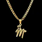 Кубинская цепочка с подвеской из нержавеющей стали с короной и бабочкой